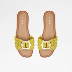 ALDO Glaeswen Slide Sandal in Green Textile Crochet - Size 8
